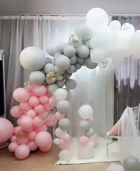 Metablle 100pcs Grå Hvid Pink Shiny Sølv Konfetti Ballon Guirlande-Arch Kit Bridal Shower Baggrund Piger Fødselsdag Part Indretning