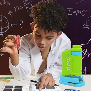 Mikroskop Sæt Lyser LED 80X Hjem School Science Lab Pædagogiske Biologiske Mikroskop For Børn Barn Toy Gift med Rutsjebaner