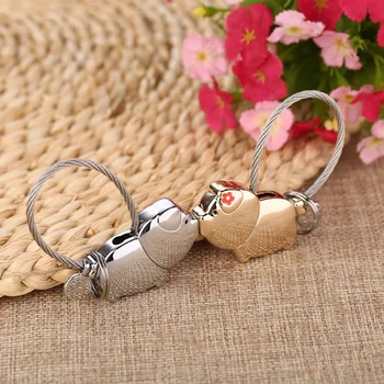 Milesi søde kys Grisen par nøglering til elsker julegave kvinder har nøglen, kæde-nøglering mode souvenir vedhæng k0176