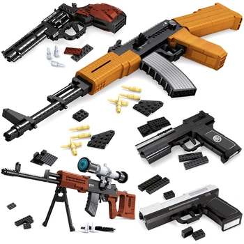 Militær-serien revolver pistol desert eagle ak47 svd sniper riffel pistol byggesten våben mursten legetøj til dreng - Model Bygning \ www.jl-energy.dk