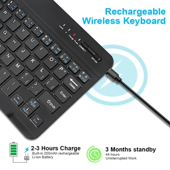 Mini Wireless Keyboard & Mus Genopladelige bluetooth-Tastatur Med Mus Støjsvag, har Ergonomiske Tastatur Til PC, Telefon,