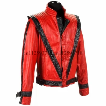 MJ Michael Jackson-Thriller-Stil Jakke i Rød PU Læder
