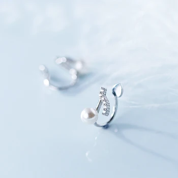 MloveAcc 925 Sterling Sølv CZ Musikalske Bemærk Ear Cuff Clip-on Øreringe til Kvinder Pige Uden Piercing Ørering Perle Smykker