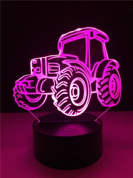 Mode Kreative Traktor Sandcar 3D Lamplight LED USB Humør Nat Lys Flerfarvet Tryk Fjernbetjeningen Dekorativ bordlampe Kid ' s Gaver