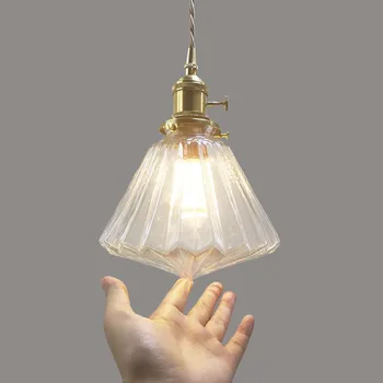 Moderne glas vedhæng lys stuen Kobber Messing lampholder klart skygge Minimalistisk hængende lampe til soveværelset Restaurant lampe