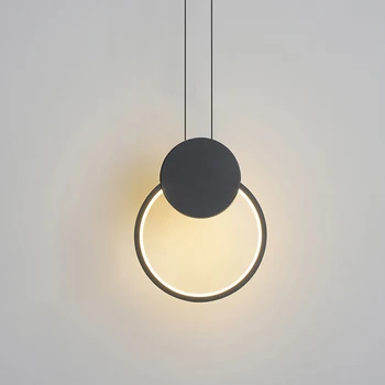 Moderne Sort / Hvid Led Lysekrone Aluminium Hængende Lampe Til Sengen Soveværelse Middagsbordet Køkken Winfordo Belysning