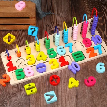 Montessori Kids Early Education Træ-Rekvisitter Abacus Tælle Beregning Af Perler Matematik Legetøj Undervisning Lære Pædagogisk Legetøj