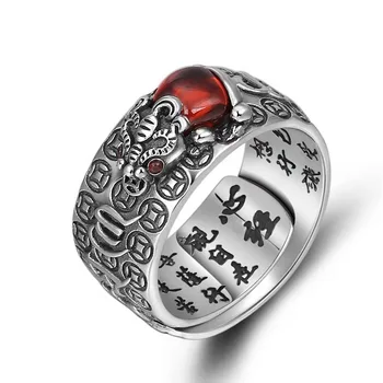 MOONROCY Thai-Sølvfarvet Vintage Ring Opal Rød Krystal Dyr Trendy Part Smykker Ringe til Kvinder, Mænd Gave Dropshipping