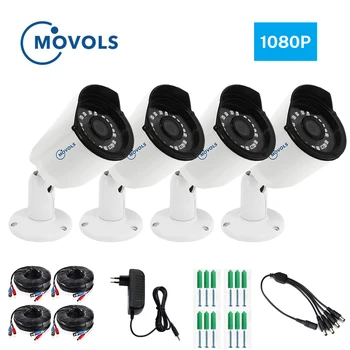Movols 4 STK Kugle 1080P Video Vandtæt Indendørs/Udendørs IR Nightvision Kamera med 60ft CCTV BNC & DCplug Kabel til DVR System
