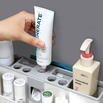Mp-Punch-fri Plast tandbørsteholder Automatisk Squeeze Tandpasta Dispenser Vask Sæt Badeværelse Indehaveren Accessoies