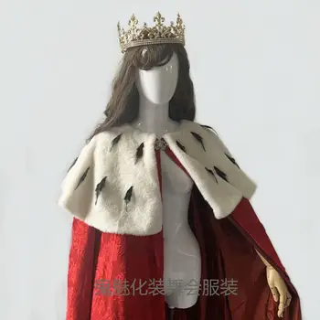 Musikalsk Hamilton Cosplay Kostume King George Washington Cosplay Kostume Halloween Cape Velvet Konge Dronning Regal Kappe Kappe Kostume