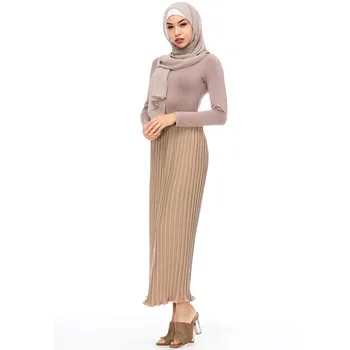 Musulman Lang Varm Nederdele Med Høj Talje Chiffon Plisseret Muslimske Nederdel Kvinder I Abaya Dubai Arabisk Elbise Tyrkiet Islamisk Tøj