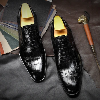 Mænd Ægte okselæder brogue bryllup Business herre casual lejligheder sko 2020 sort vintage oxford sko til mænd sko