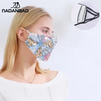 NADANBAO Nye Design, Mode Maske Blingbling Pailletter Maske Fest Halve Ansigt Dække Kvinder Refleksion Maske Resuable Vaskbar Voksen