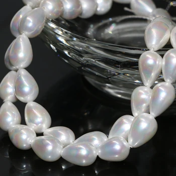 Naturlig hvid shell pearl 7*10mm løse perler tåre dråber gratis fragt kvinder diy part gaver smykker at gøre 15inch B2283