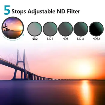 Neewer Variabel Fader ND Filter Neutral Density Variabel Filter ND2 at ND32 (1-5 Stop) for kameralinsen IKKE nogen X-Stedet, Ultra-Slim