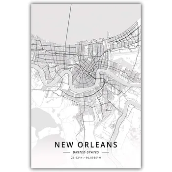 New Orleans LA Louisiana, USA Usa Kort Plakat