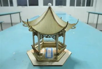 NIDALE Model Kinesisk Klassiske Gamle træ-bur Sekskantede Pavillon model kits sand tabel træ-model
