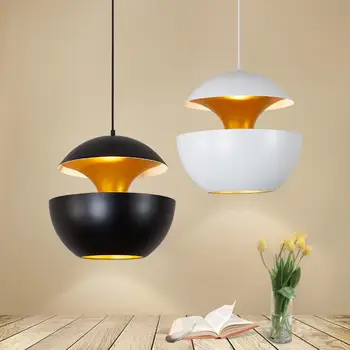 Nordisk Design-Led-Vedhæng Lys Sort / Hvid Aluminium Apple Form Led Pendel Bar Hængende Lampe til køkken stue