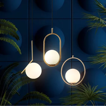 Nordisk Moderne LED-Vedhæng Lys Til Stue Dekoration Personlighed Glas Kugle Formet Sengen Spisestue pendel E27