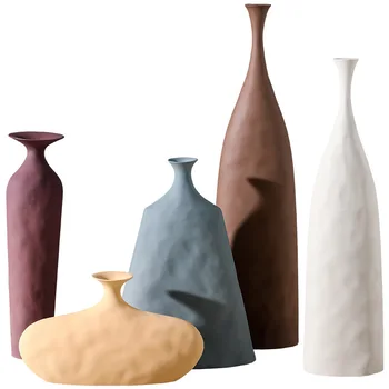 Nordisk Morandi Keramik Flower Vase Hjem Dekoration Kunst Flower Vase Anlægget Holder Bruser Hydroponics Indretning Porcelæn Keramik Vase