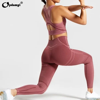 Ny 2-delt Sæt træningstøj til Kvinder Sports-Bh og Leggings, der Passer Problemfri Lange Ærmer Afgrøde Top Vest Athletic Fitness Yoga Sæt