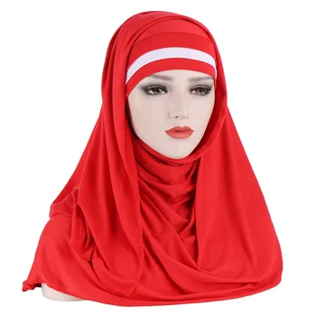 Ny Farve Patchwork Pande Muslimske Tørklæde Dame Bomuld Instant Hijab, Sjaler og Wraps Femme Klar til At Bære Tilbehør