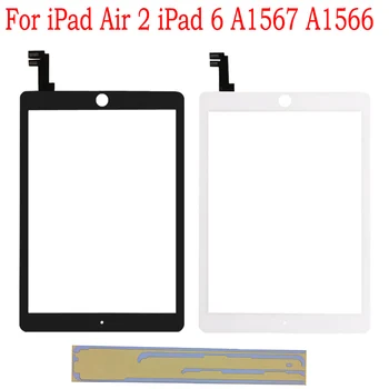 Ny iPad 6 Air 2 2nd Gen Generation af Glas Touch Screen A1567 A1566 Touch Screen Digitizer med Selvklæbende Mærkat