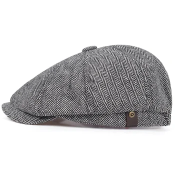 Ny mode brun plaid beret hat mandlige bomuld% hip hop hatte efterår og vinter udendørs fritids-cap høj kvalitet caps