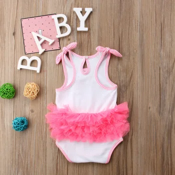 Ny Nyfødte Barn Spædbarn Baby-Pige 3D Flamingo Romper Buksedragt Udstyr Blonder Tutu Kjole Tøj Ærmeløs Sunsuit