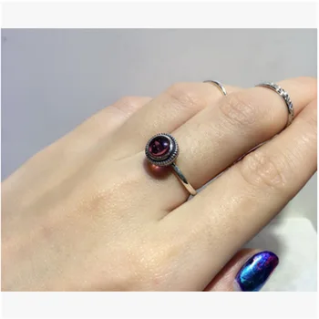 Nye 925 Sterling Sølv Rød Krystal Ringe Til Kvinder, Justerbar Størrelse Finger Ringe Piger Party Bryllup Smykker