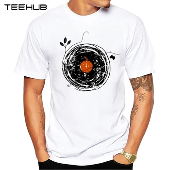 Nye Ankomst 2019 TEEHUB Cool herremode Retro vinylplader Design T-Shirt Kort Ærme O-neck Tops Hipster Tee
