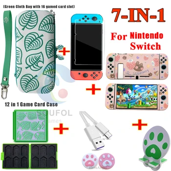 Nye Ankomst 7in1 Spil Tilbehør Sæt Til Nintendo Skifte Rejse Taske Beskytter Tilfælde Thumb Stick Caps Opladning Kabel