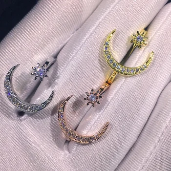 Nye Bling 925 Sølv Farve månen Ring AAAAA Zircon Sten til Kvinder, Bryllup, Engagement Ringe Mode Diamant Smykker