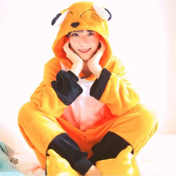 Nye Fox Dyr Cosplay Kigurumi Kostume Til Voksne Pige Onesies Flannel Sjove Kvinder Animationsfilm Pyjamas Buksedragt Forklædning Onepiece