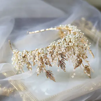 Nye Luksus Smykker Sæt Håndlavede Perle Super Fe Crown Hovedklæde Øreringe Bruden Bryllup Tilbehør Perler Smykke Sæt Exqusite