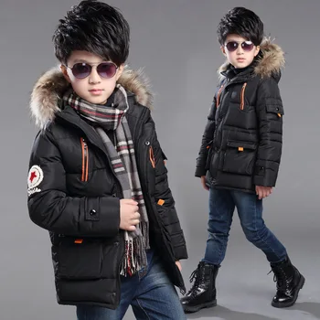 Nye ned jakker til kids pels krave jakke vinter varm frakke dreng børn er fortykket lang bomuld frakker 4 - år gammel - Drengenes Tøj \ www.jl-energy.dk