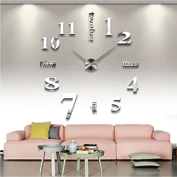 Nye salg væg ur ure reloj de skrabede se 3d-diy Akryl spejl Klistermærker Kvarts Moderne boligindretning gratis fragt