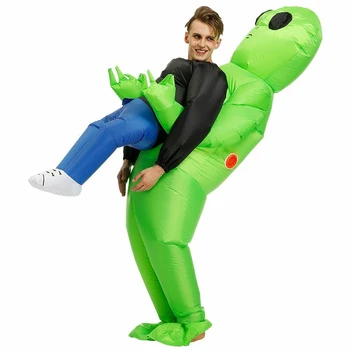 Nye Skræmmende Grøn Alien kostume til Cosplay Mascot Oppustelige kostume Monster Passer Fest Halloween Kostumer til Børn Voksne