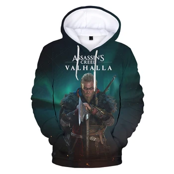 Nyeste Spil Assassins Creed Valhalla 3D-Print Hoodie Sweatshirts Mænd, Kvinder Mode Casual Cool Pullover Mænd collar Toppe
