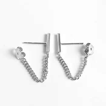 OBEAR 925 Sterling Sølv Geometriske Kæde Øreringe Til Kvinder, Piger Party Gave Forebygge Allergi Sterling Sølv Smykker