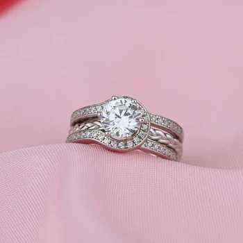 OEVAS 925 Sterling Sølv Brude Ringe Sæt Mousserende Høj Kvalitet Carbon Diamant Engagement Party Fine Smykker Engros