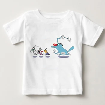 Oggy and the Kakerlakker children ' s kortærmede T-shirt dreng pige ren bomuld åndbar T-shirt til sommeren børn Tshirt