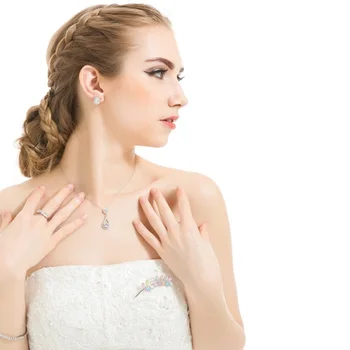 OMHXZJ Engros Europæiske Mode Kvinde, Pige Bryllup Part Gave Dråbe Vand Zircon 18KT hvidguld Halskæde Vedhæng CA245