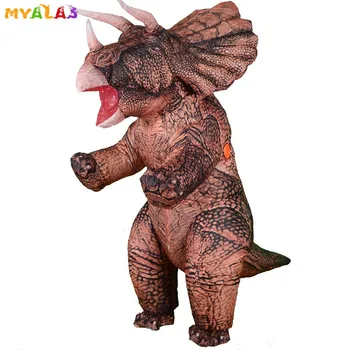 Oppustelig Dinosaur T-REX Halloween Kostumer til Voksne Børn Kvinder Mænd Blowup Triceratops Full Body Carnival Cosplay Mascot Party