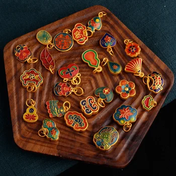 Oprindelige design Kinesiske kultur porcelæn emalje håndværk vedhæng unikke gamle guld håndværk luksus sølv smykker
