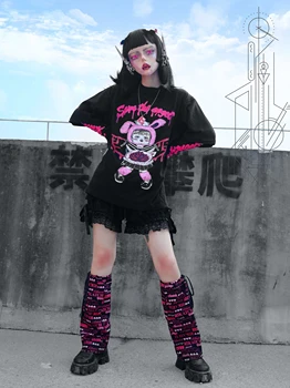 Oprindelige Design Mørkt Blodige Print langærmet t-shirt unisex Løs shirts Top Summer harajuku-plus size tøj til kvinder 2020