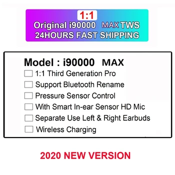 Original i90000 ANTAL TWS Bluetooth-5.0 Hovedtelefoner Trådløse Hovedtelefoner 8D Super Bass Høretelefoner Til din Smartphone-PK i90000 PRO TWS I9000