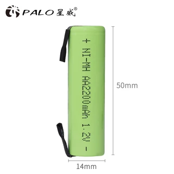 PALO 1,2 V AA genopladelige batteri 2200mah nimh celler Grønne shell med svejsning faner for Philips elektriske barbermaskine razor tandbørste
