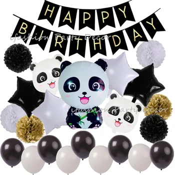 Panda Part Forsyninger Fødselsdag Banner, Balloner Papir Blomster til Børn Panda Bjørn, fødselsdagsfest, Baby Shower, Bryllup Dekorationer